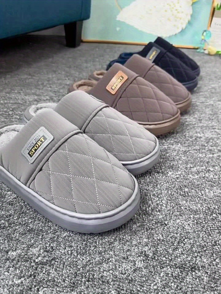 Men'S Winter Slippers - Thick Cushioned Sole Indoor/Outdoor House Shoes with Non-Slip EVA Outsole, Slip-On Warm Footwear for Cold Floors, Soft Fabric Lining - Available in Black, Brown, Navy, Gray - Ideal for Home, Office, Travel - Durable Winter Footwear for Big & Tall Men, Plush Interior Design, Durable Traction Sole, Men Slipper For Men, Slipper For Men, Slipper Men, Men Slipper, House Slipper For Men, Shoe For Men, Hausschuhe Herren