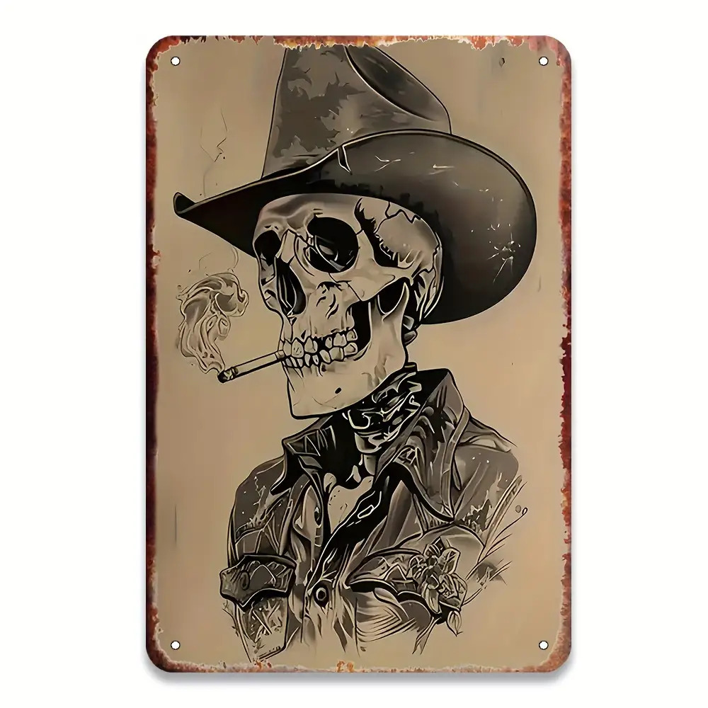 2d Flat - This 1pc Metal Wall Art Is Perfect For Decorating Your Kitchen, Dining Area, Bar, Caf&eacute;, Or Garage. Featuring A Vintage - Cowboy Wearing A Bandana And Hat