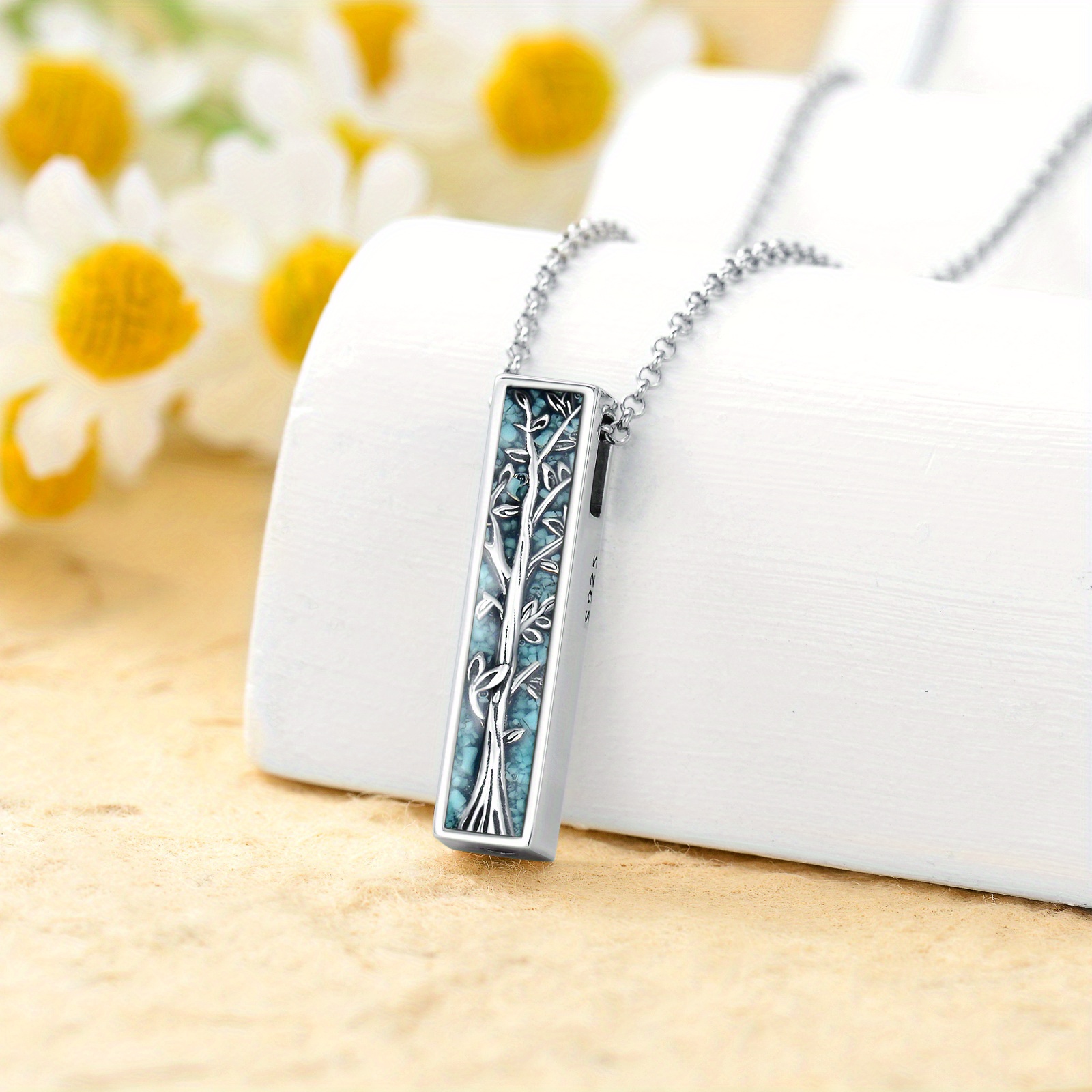 Tree of Life Urn Necklace 925 Sterling Silver Pendant