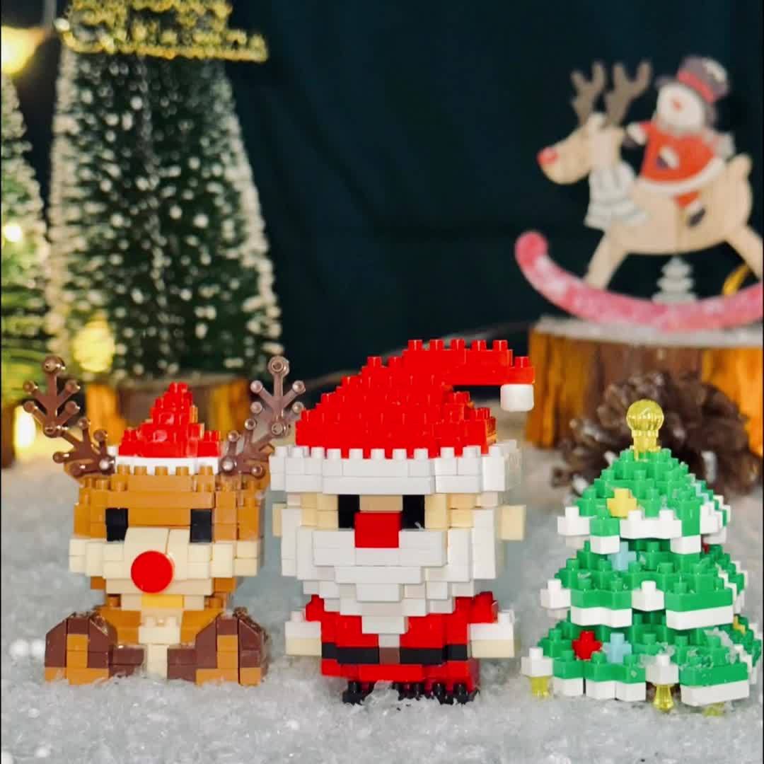 Christmas Tree Building Blocks Kit Elk Santa Claus Train Small