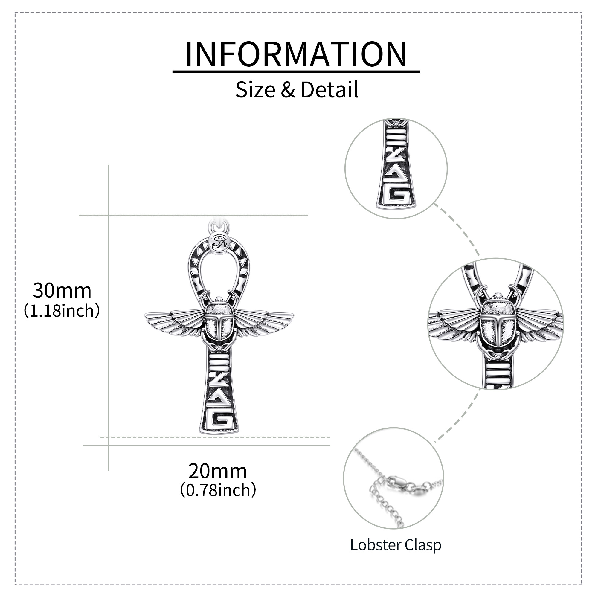925 Sterling Silver Ankh Necklace, Unisex Daily Wear