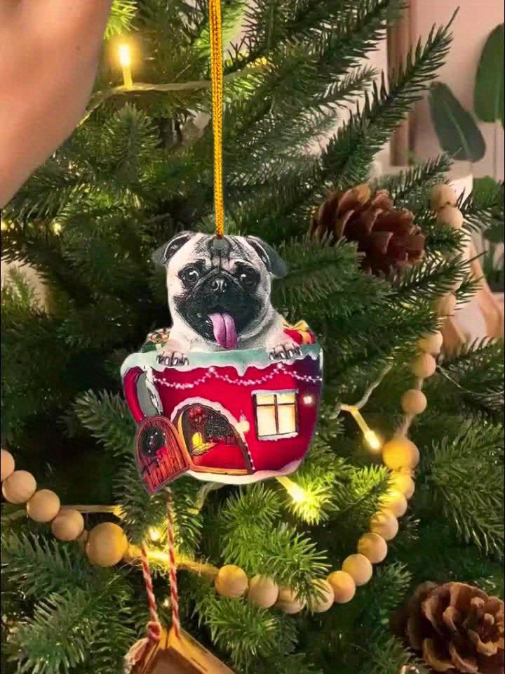 Tammer Cute Pug Sleeping Ornament Dog Angel Wings Car Ornament, Gift for  Pug Lover, Christmas Idea Gift, Auto Rear Mirror Hanging Decor, Pine Tree