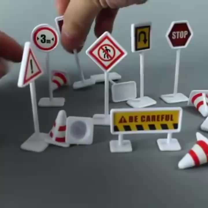 Chaoshihui 10 Sets of Traffic Road Sign Toys Miniature Traffic