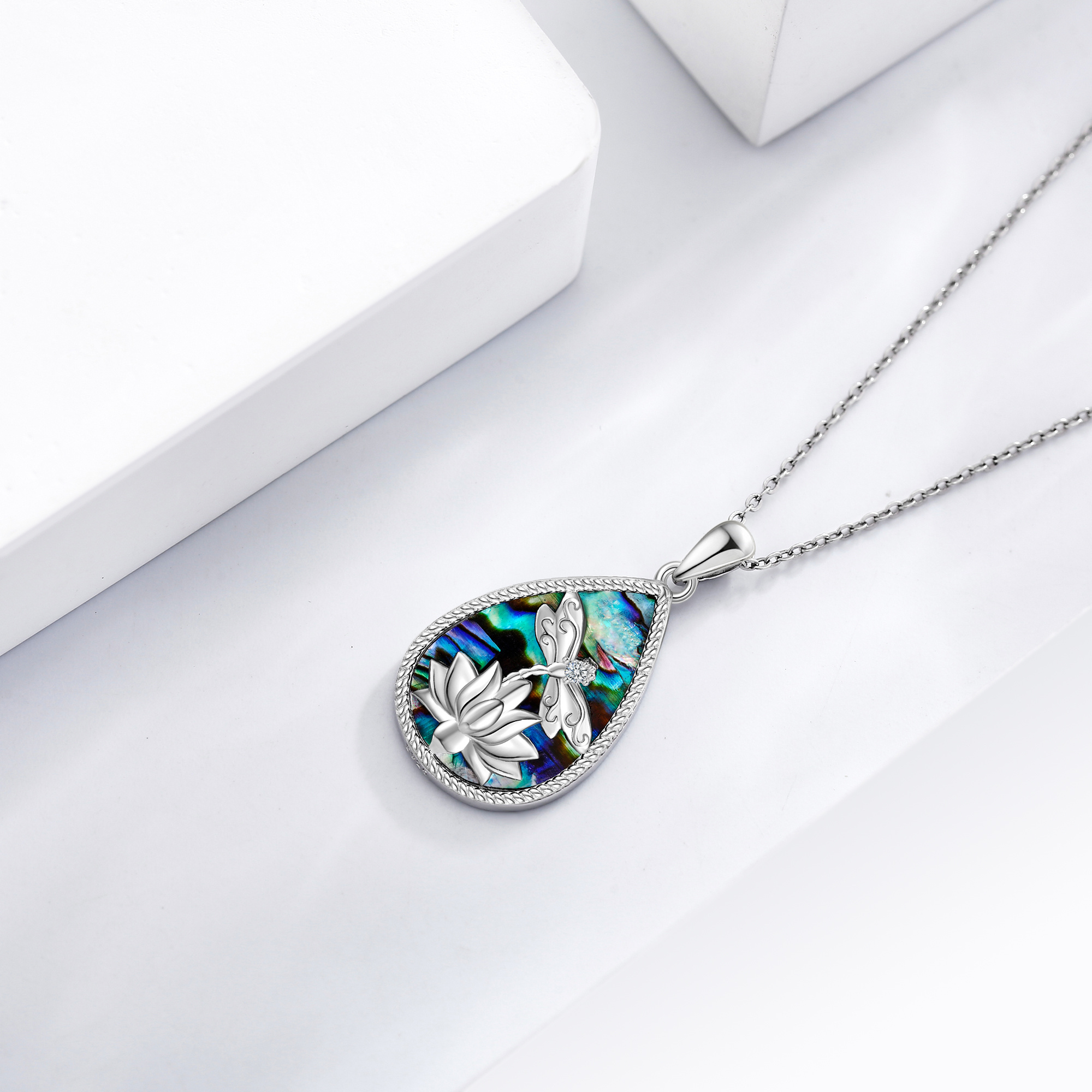 925 Sterling Silver Abalone Dragonfly Necklace, Meaningful Gift