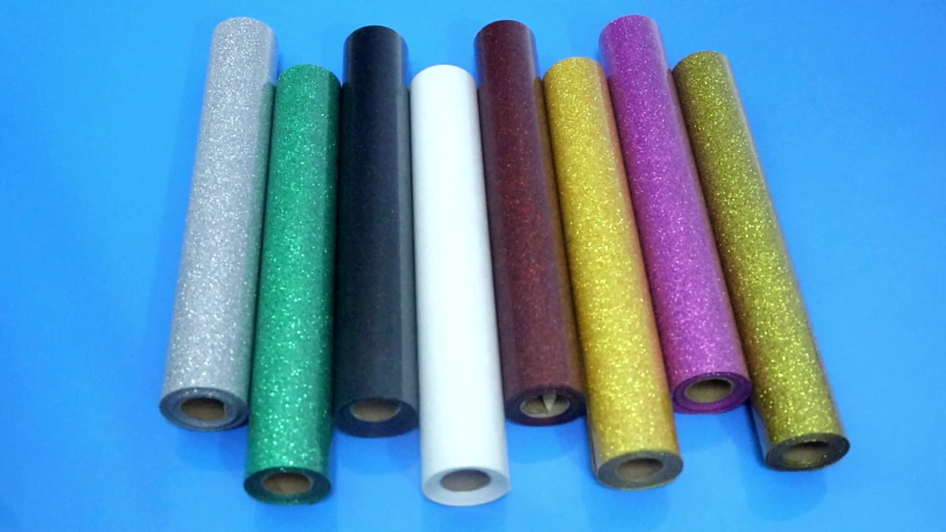 Jchen 1 Roll Glitter Sequin Sparkly Vinyl Heat Transfer Iron On DIY Garment  Film Silhouette Paper Art , 30X50CM, Easy to Cut & Weed HTV Vinyl Roll
