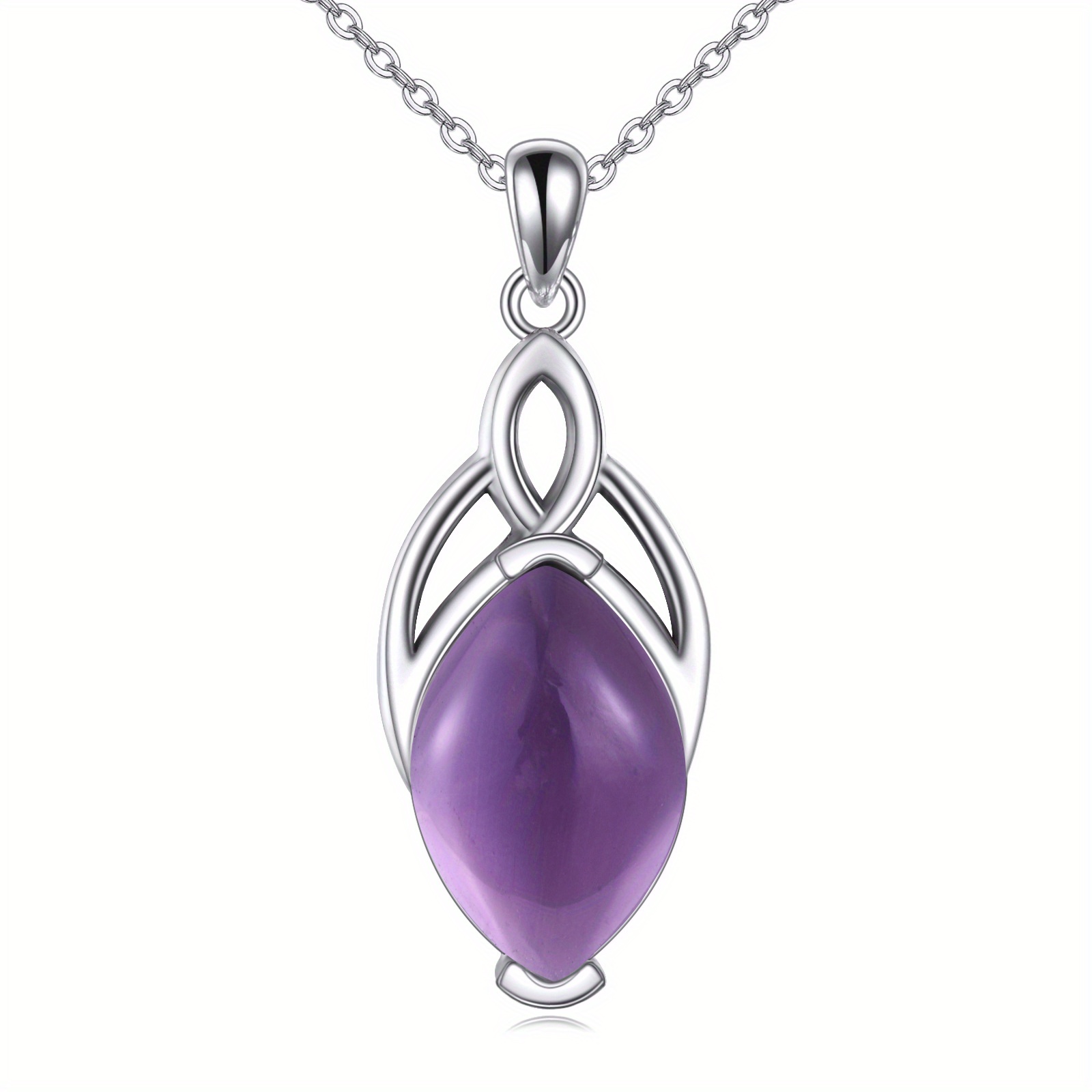 Image of 925 Sterling Silvery Lady Celtic Amethyst Necklace With Knot Pendant Jewelry Gift, Casual Attire, Holiday Gift, Stylish Accessory, , Handcrafted Pendant, Durable Necklace, Gift , Spiritual