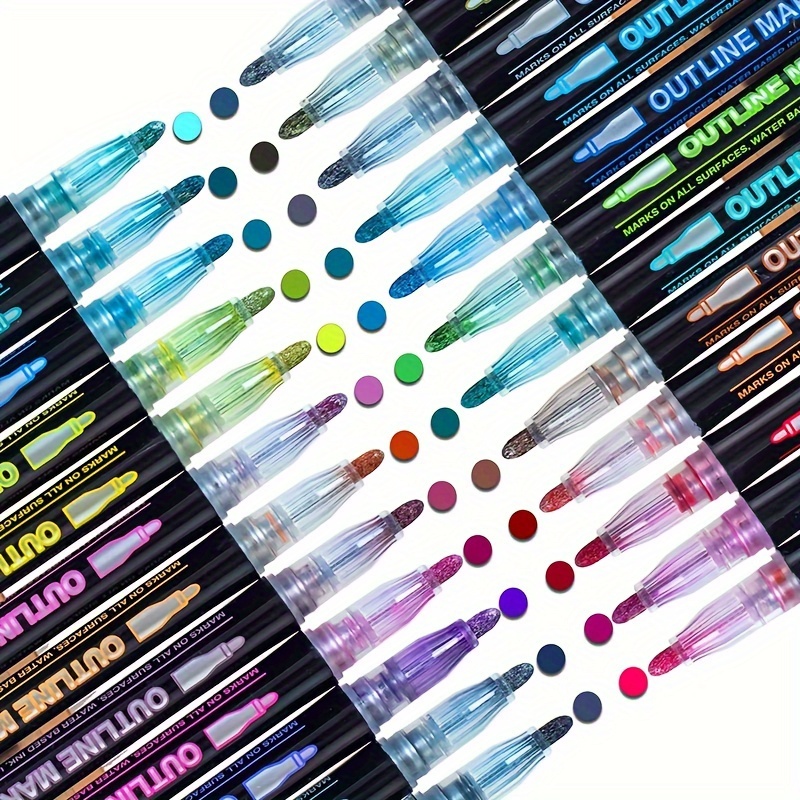 ZEYAR Glitter Paint Pens, Water-Based, Medium Point,12 Assorted Colors, Great for Greeting Card, Posters, Albums, Gift Cards and Only Light-colored