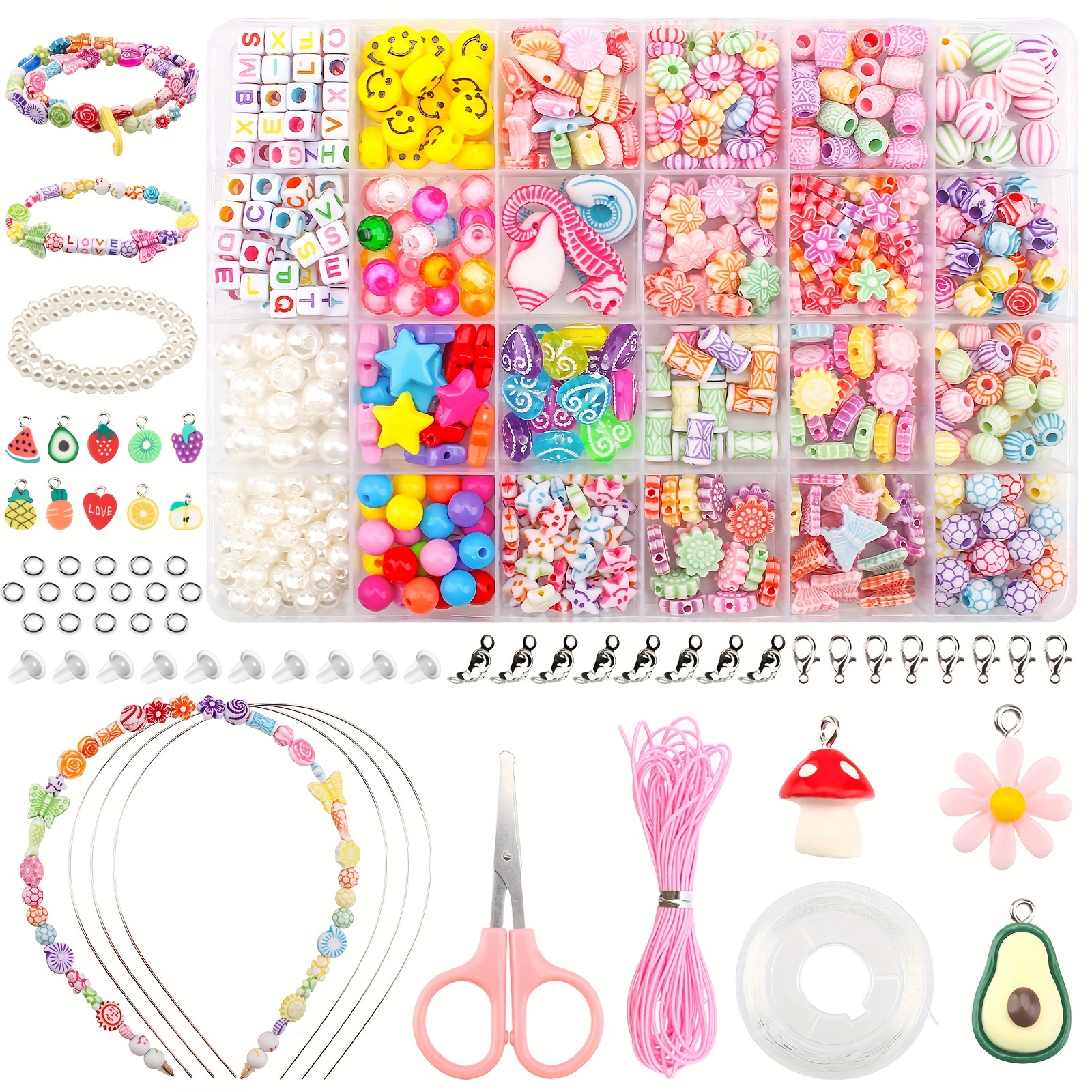 100pcs/set Random Color Friendship Bracelet String Kits & 1pc Storage Box &  1pc Random Color Scissors