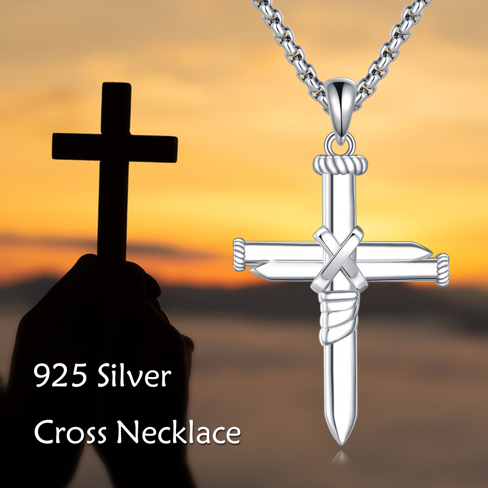 Image of 925 Sterling Necklace For Men, Classic Faith Guardian, Perfect For Father's Day And Daily Wear