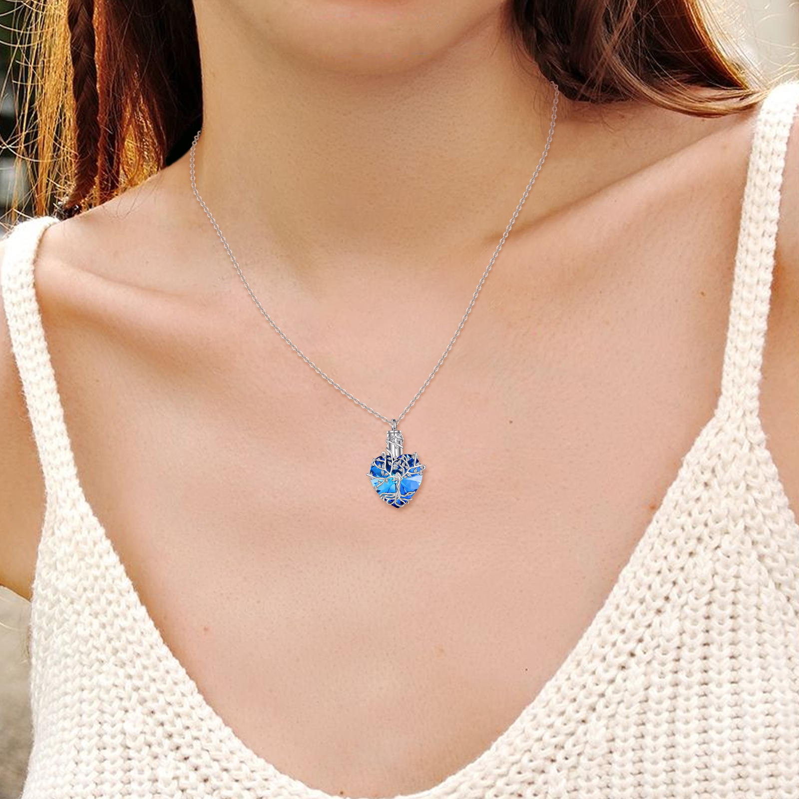 Tree of Life Necklace in 925 Sterling Silver with Heart Pendant