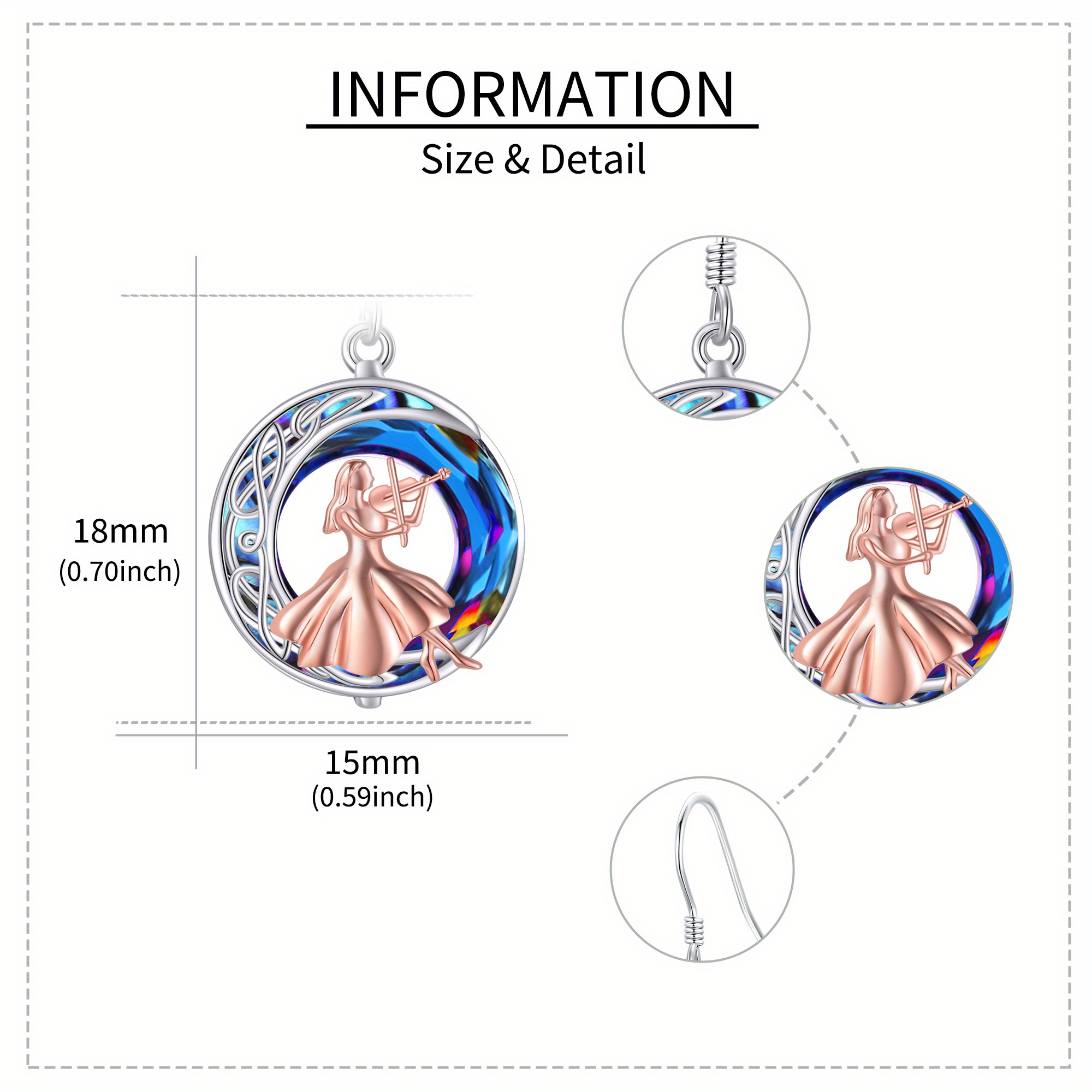 jeabzel 925 sterling silvery violin earrings for women elegant   ideal gift for violin enthusiasts everyday special occasions everyday earrings minimalist earrings durable earrings violin accessories Product details 3