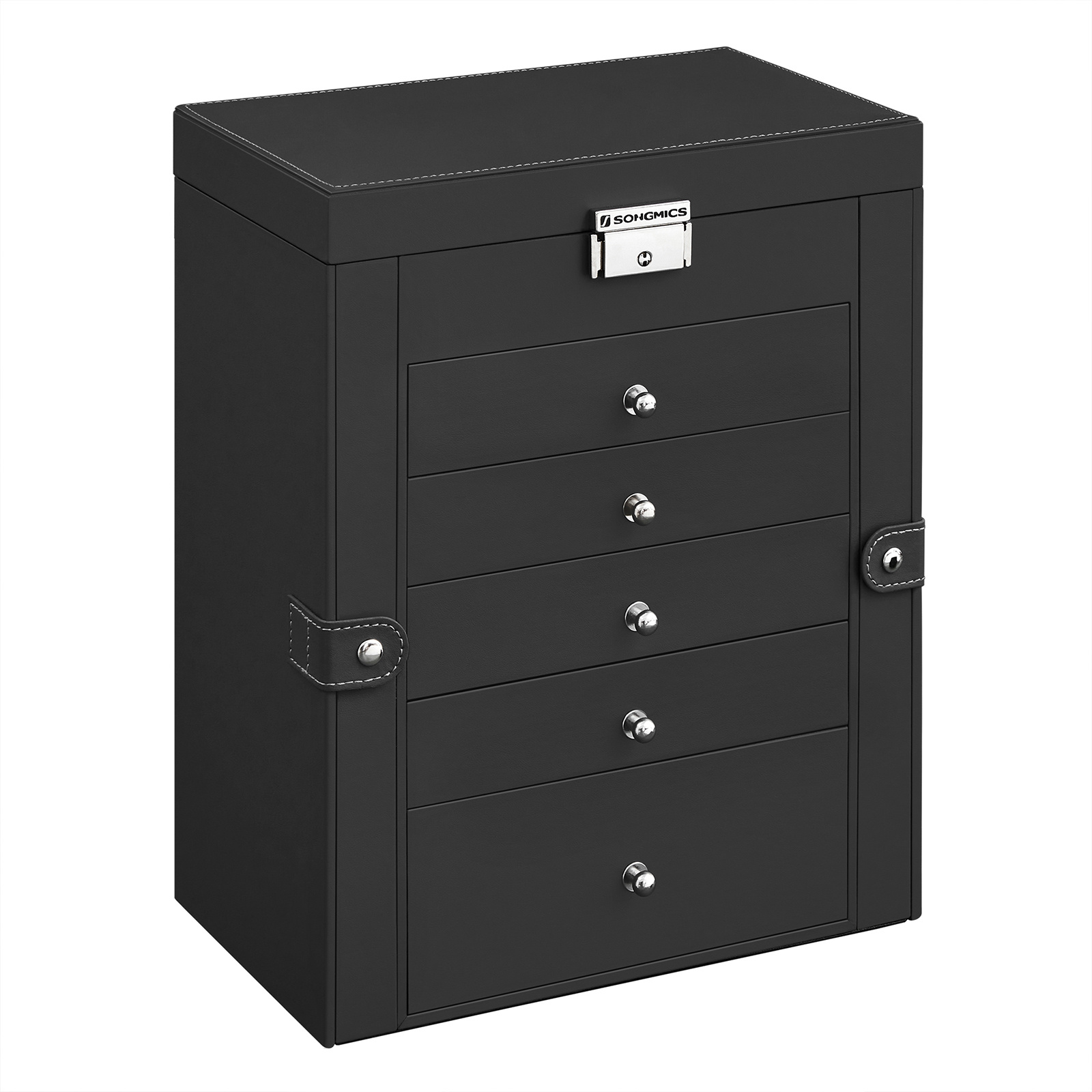 TEMU Boîte à bijoux 6 niveaux, avec , coffret à bijoux avec 5 tiroirs, grande capacité de rangement, verrouillable, organisateur de rangement pour