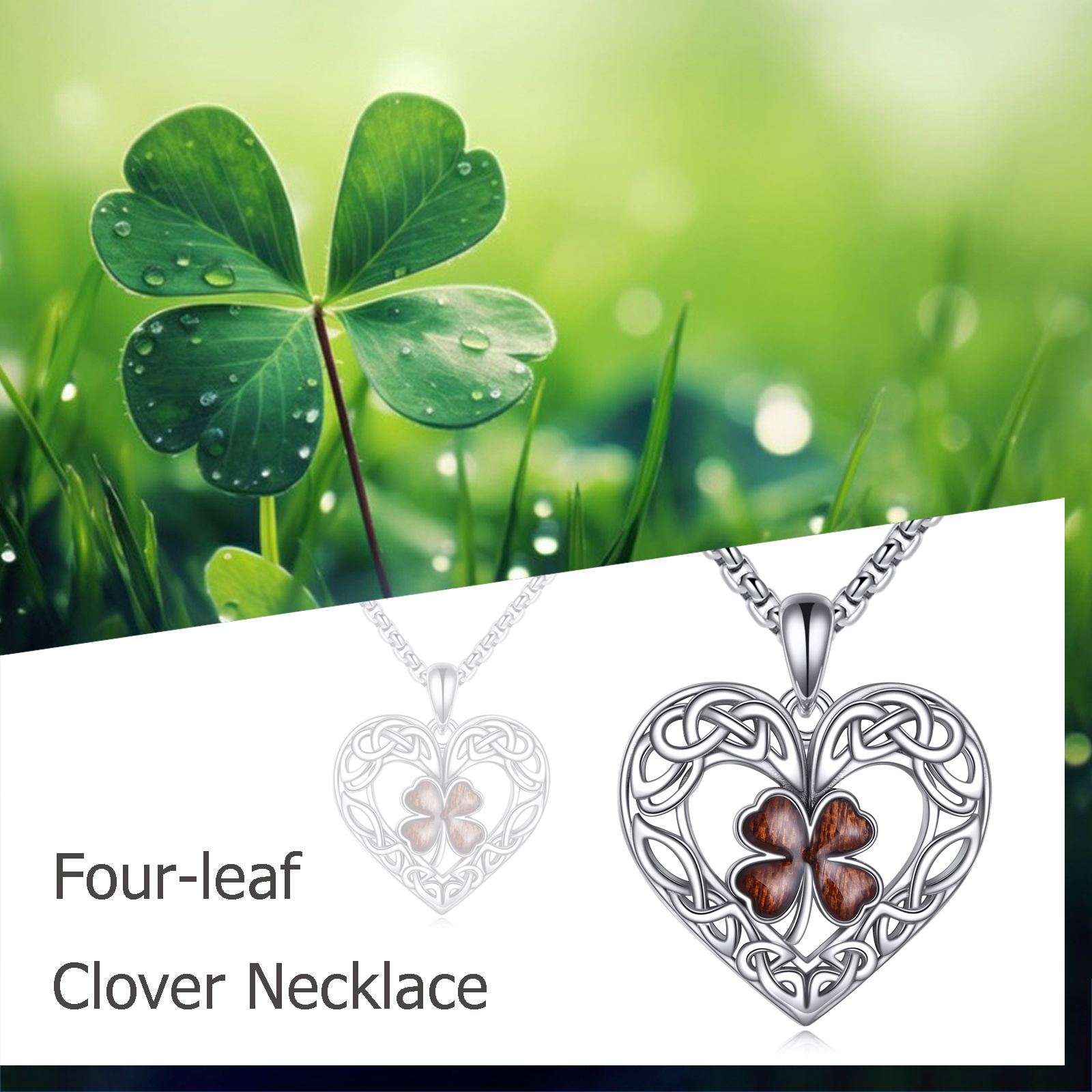 Women's 925 Sterling Silver Four Leaf Clover Necklace