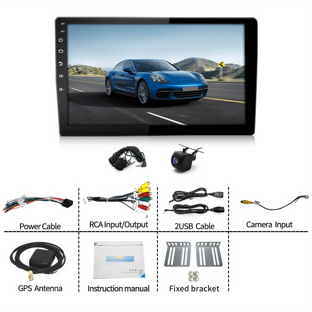 TEMU 10.1-inch Double 2 Din Car Stereo Radio With 4g For , 64g Storage, Android 13.0, Carplay, Gps Navigation, And Camera, Without Battery