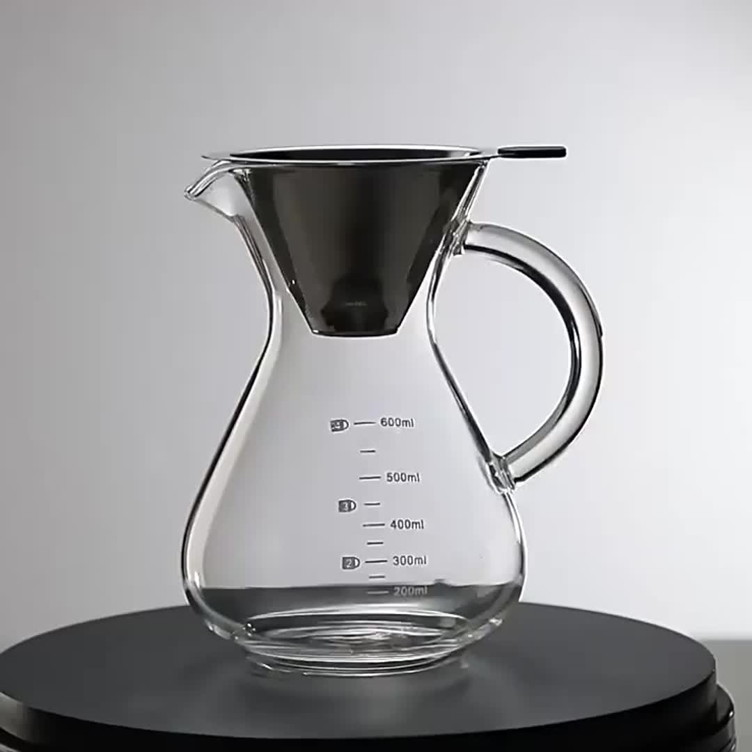 HERCHR Cafetière à verser, Filtre à Café Manuelle, Versez Sur La Cafetière,  Carafe en Verre Borosilicate, cafetière manuelle pour-over avec filtre  permanent, 4 tasses, 0,4 L : : Cuisine et Maison