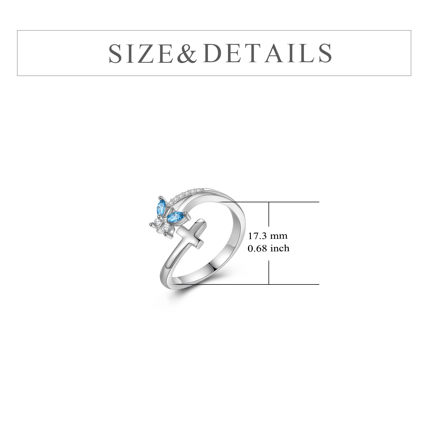 925 Sterling Silver Butterfly Adjustable Open Ring for Women