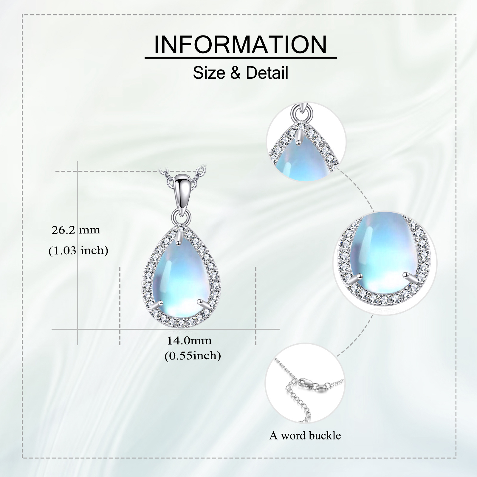 Women's Sterling Silver Moonstone Pendant Necklace