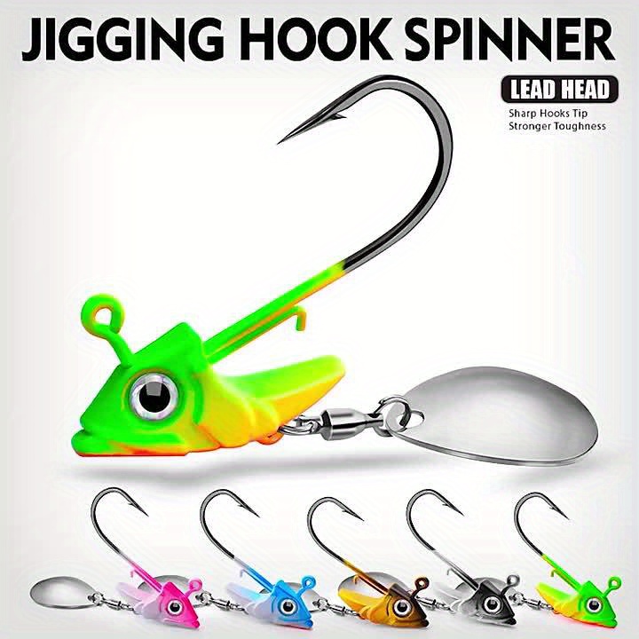 Jig Head Hooks Spinner Blades Barbed Fishhook Soft Lure - Temu