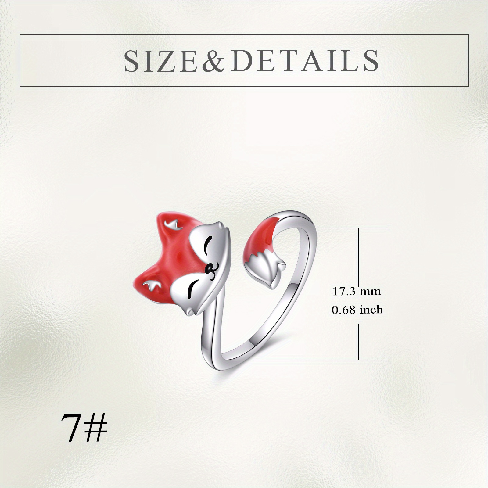YFN Fox Spinner Ring 925 Sterling Silver Fidget Ring for Anxiety