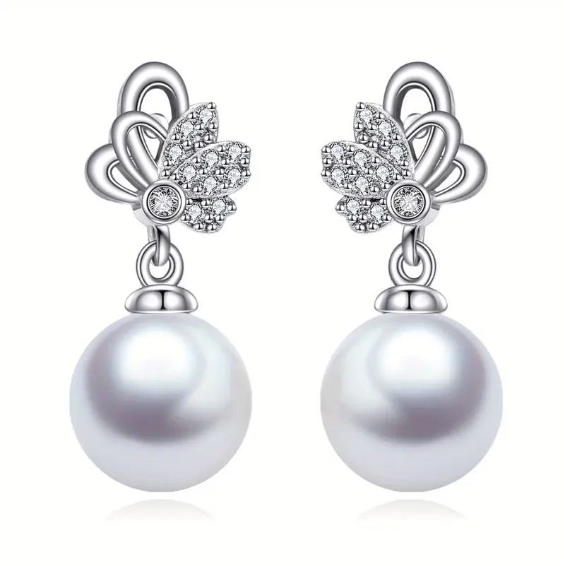 synthetic pearl dangle earrings for women 925 sterling silvery animal jewelry anniversary brithday jewelry for her women mothers day christmas gifts synthetic pearl drop earrings Product details 0