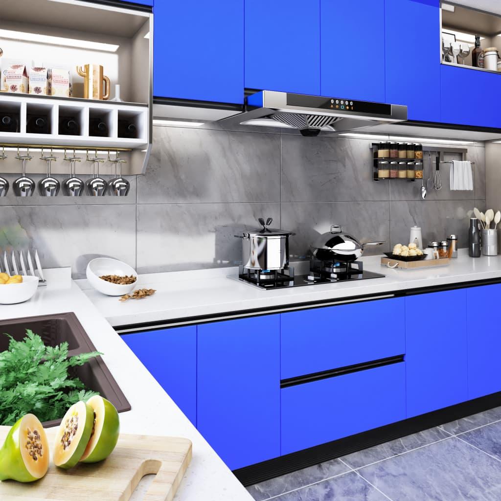 Blue Self-adhesive Pvc Film For Furniture, 197"x35" - Easy To Apply, No Power Needed - Ideal For Kitchen Cabinets & More - Makeover For Halloween, Christmas, Easter, Thanksgiving & New Year