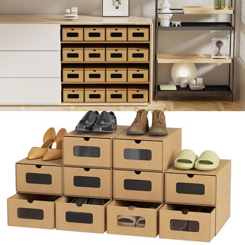 10pcs foldable shoe organizer with viewing window and drawer storage boxes shoe storage 33 x 30 x 35 cm stackable cardboard shoe boxes box storage for shoes clothes additions
