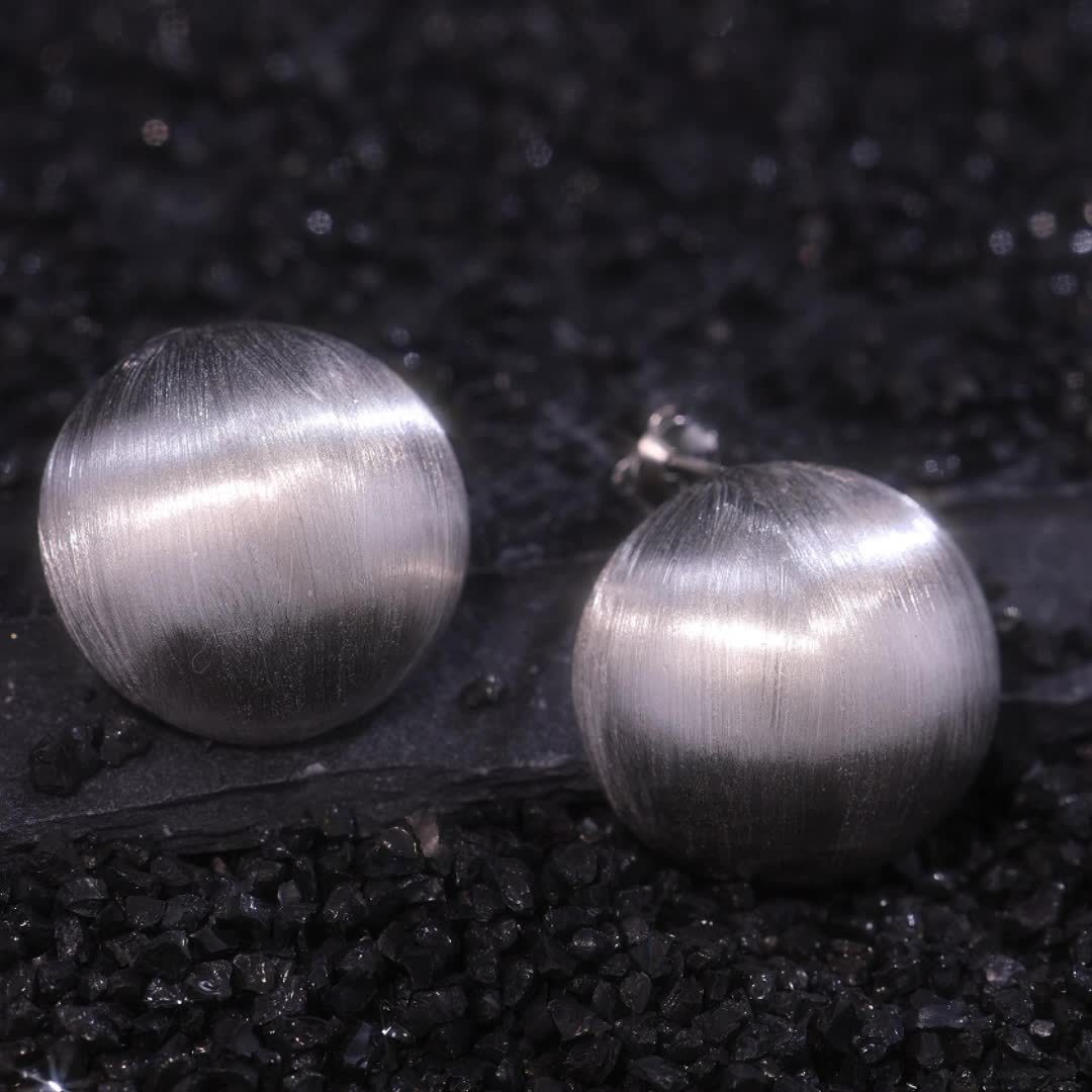 925 Silver Small Ball Brushed Earrings, Lightweight & Stylish, 6.1g