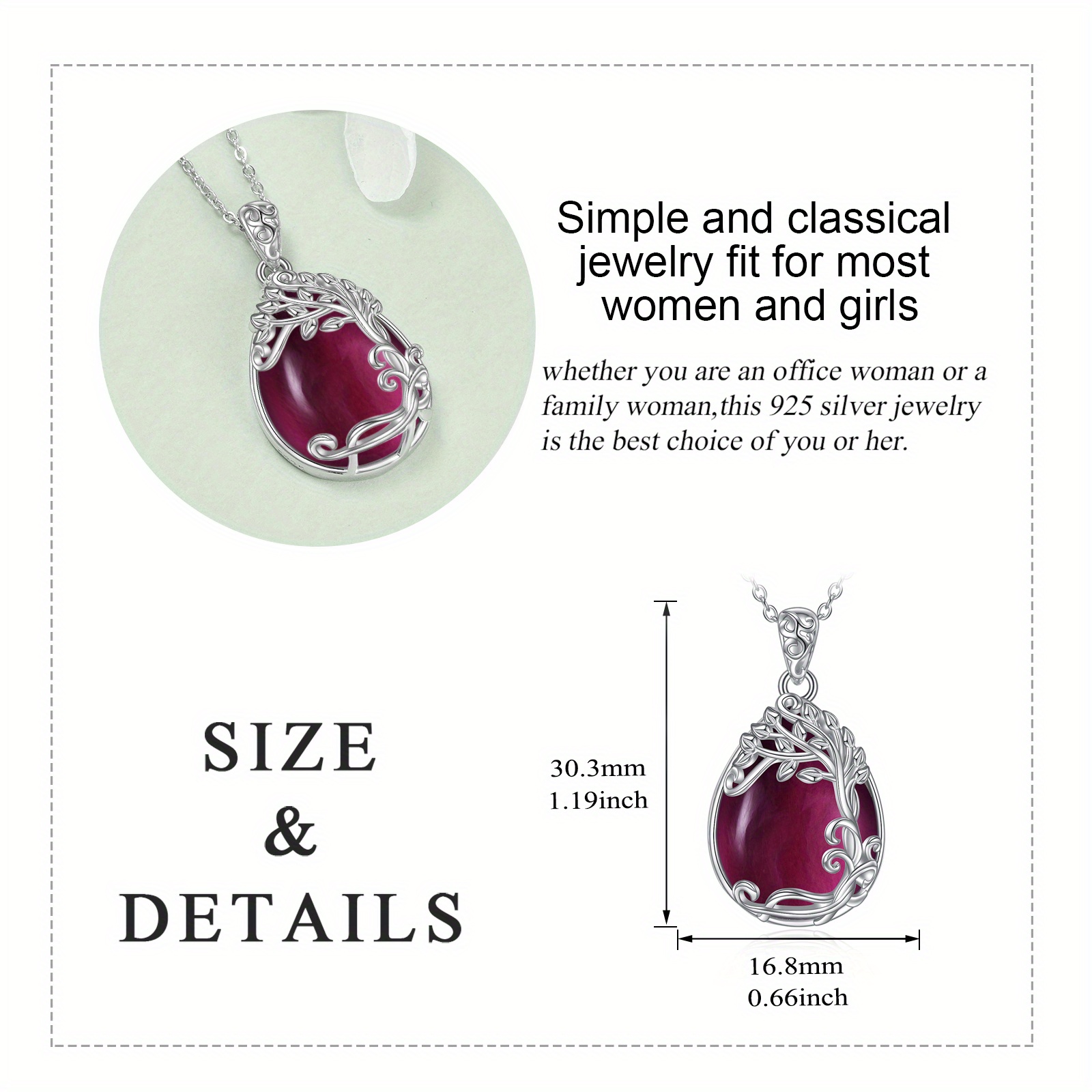 925 Sterling Silver Life Tree-Shaped Pendant Necklace Set