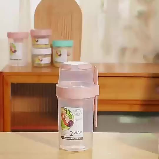 Portable Breakfast Cup, Cereal Nut Yogurt Salad Cup, Container With Fork,  Sauce Cup Bottle, Food Storage Container, Lunch Box, For Teenagers And  Workers At School, Classroom, Canteen, Back To School - Temu