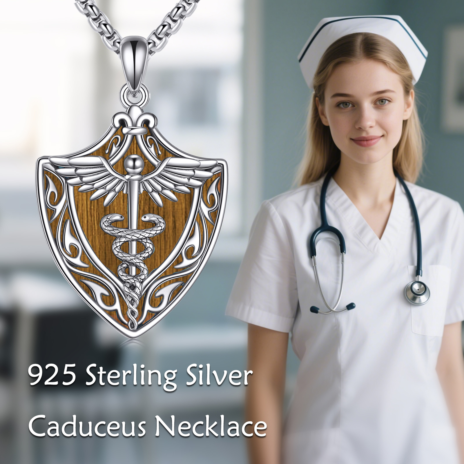 925 Sterling Silver Scepter Necklace, Unisex