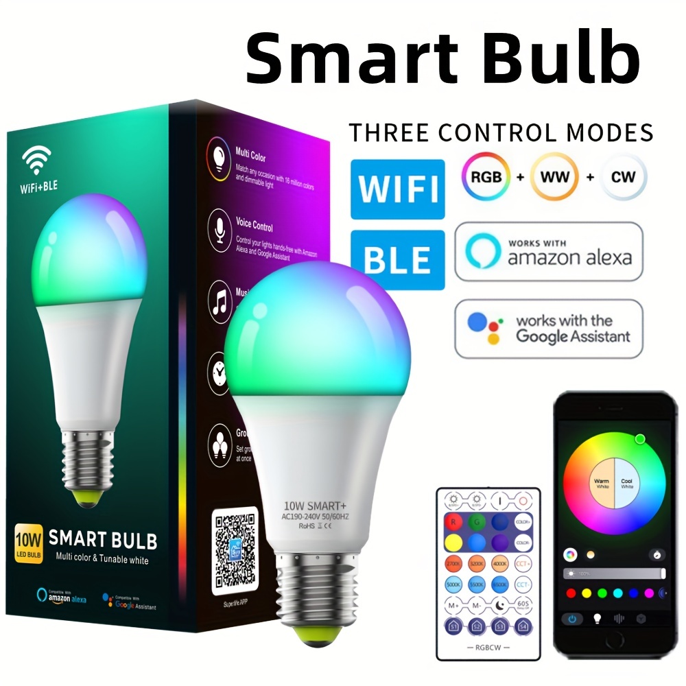 Ampoule Lampe LED 5W Wat RGB avec Télécommande Lumière Couleurs Multicolore  E27