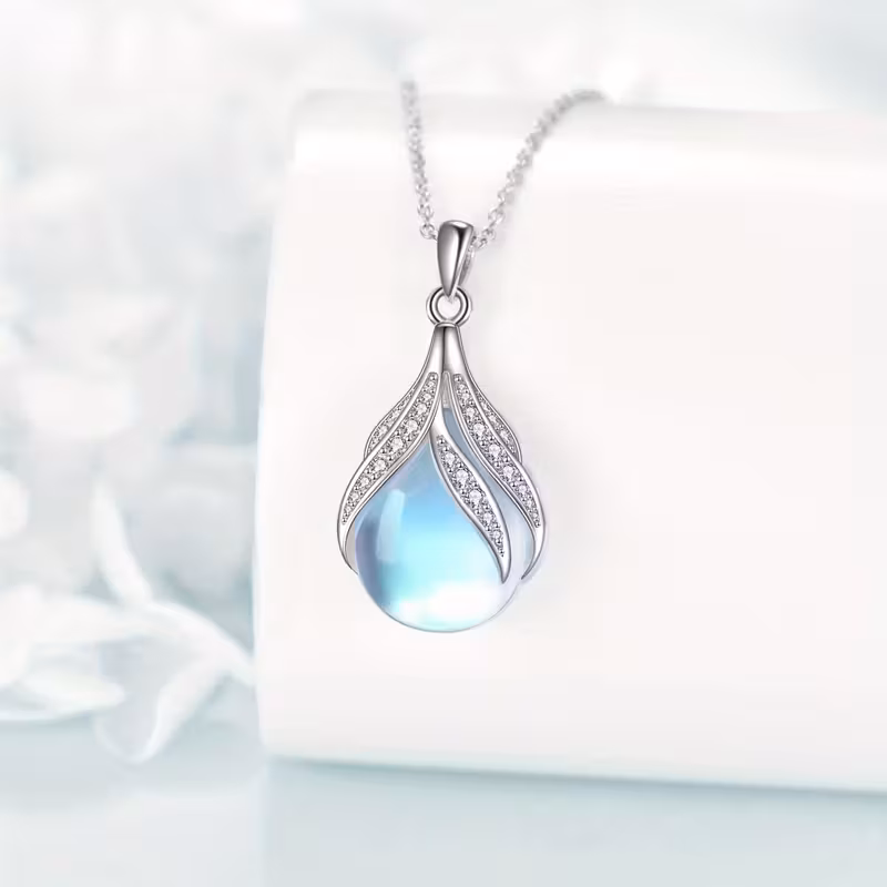 925 sterlingsilber anhänger mit mondstein – geburtstagsgeschenk für frauen und männer, zum erntedankfest Produktdetails 2