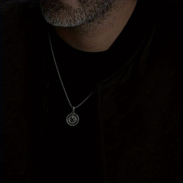 Men's Retro Compass Pendant Necklace