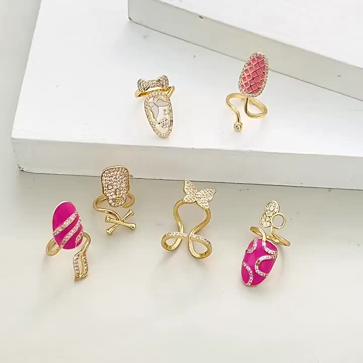 Alloy Geometric Nail Rings Hand Decoration Joints - Temu