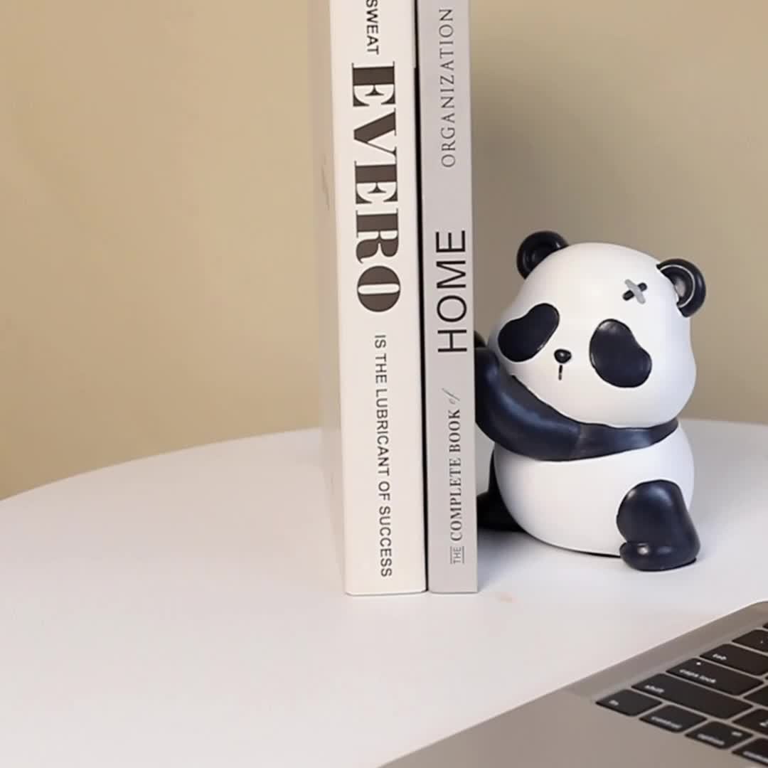 2PCS Panda Decorative Resin Panda Statues, Unique Panda Book Ends