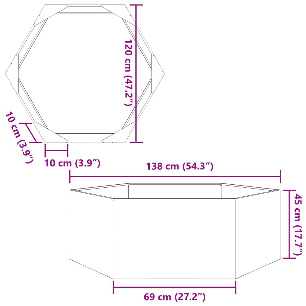 garden raised bed planter box garden planter hexagon 138x120x45 cm steel planter bed for flowers vegetables herbs home garden patio ground decor 8