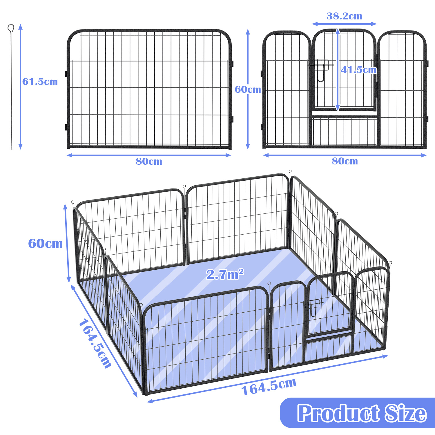 TEMU Puppy Playpen 8pcs, Puppy Run 60cm High With Door And Protective Tarpaulin, Dog Playpen Flexible And Foldable, Puppy Fence For Dogs, Rabbits &