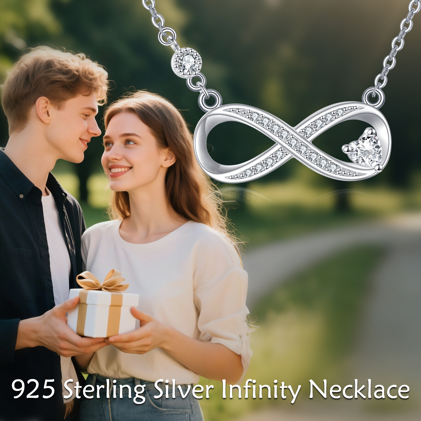 925 Sterling Silvery Infinity Symbol Pendant Necklace, Minimalist Design