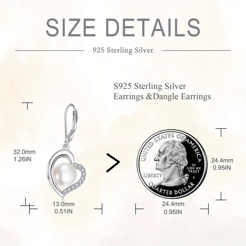 pearl dangle earrings for women 925 sterling silver   pearl drop earrings white   pearl earrings dangling wedding jewelry birthday for women her Product details 3