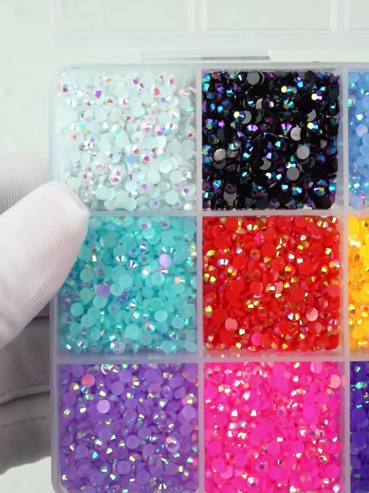 AB Resin Nail Art Rhinestones 15 Colors 3-4mm