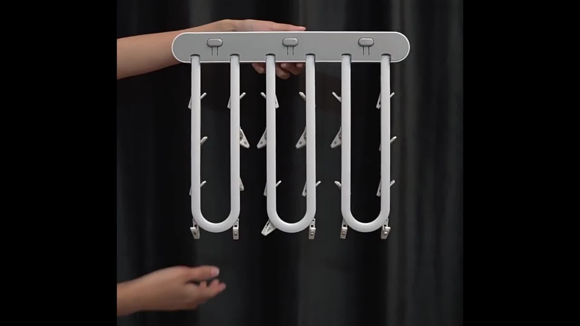 Balcony Drying Rack with 24 Clips Household Folding Rack