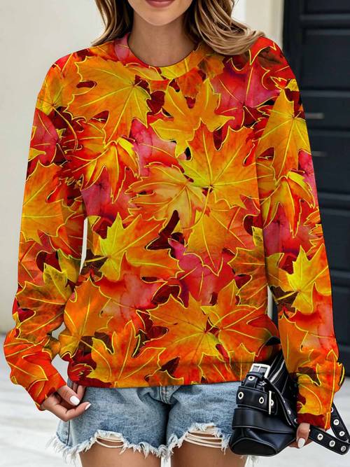 item picture print women round neck plus size sweatshirt machine washable long sleeve top comfortable fall winter pullover suitable for holiday and daily wear 0xl 5xl suitable for leisure and sports