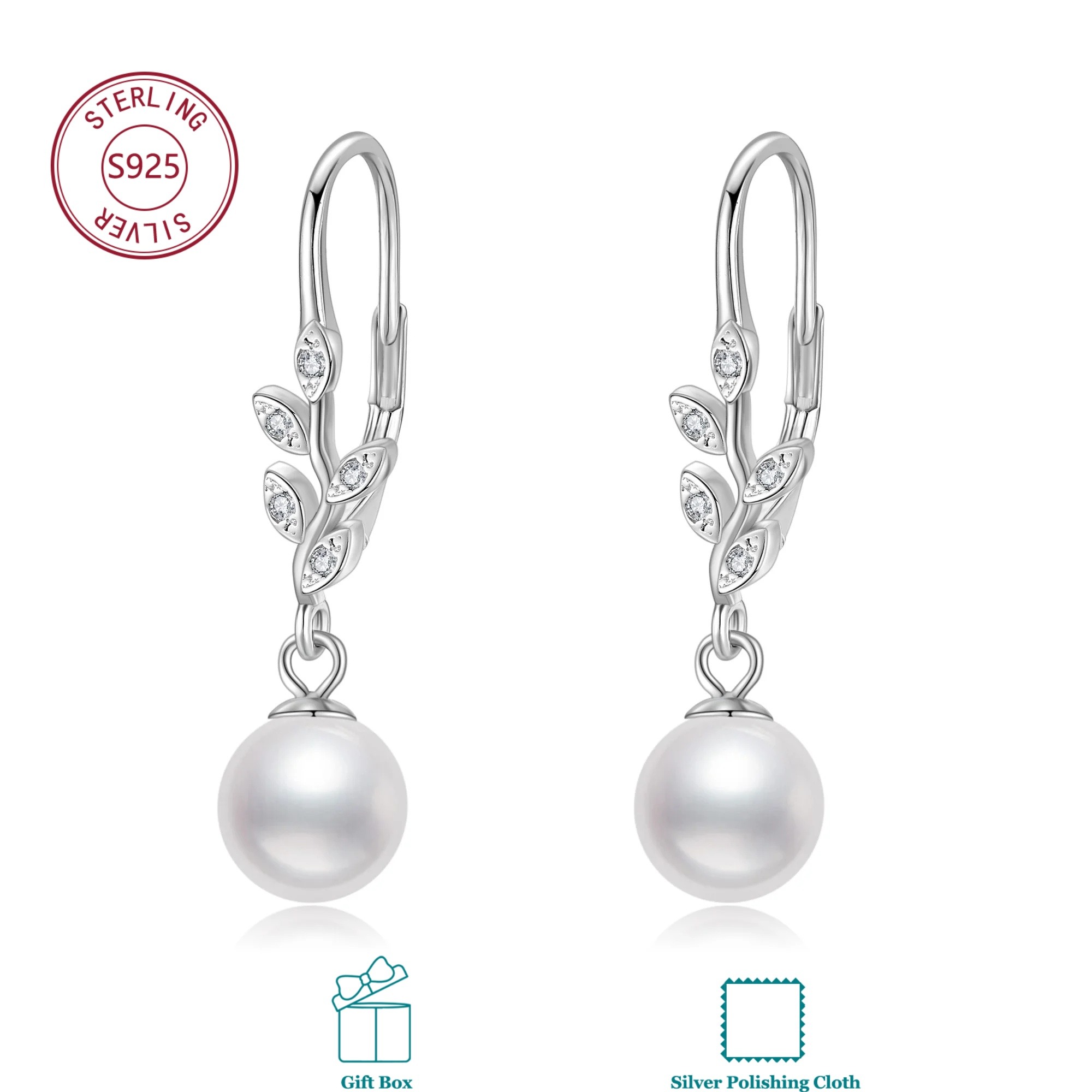 Image of 925 Sterling Silver Leaf Dangle Earrings For Everyday Men And Women; Birthday Presents; Christmas Gifts; Meaningful Gifts; For