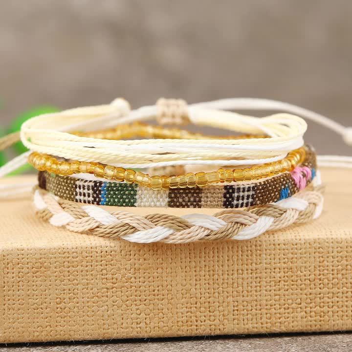 Boho Braided Bracelet & Anklet Set for Friendship