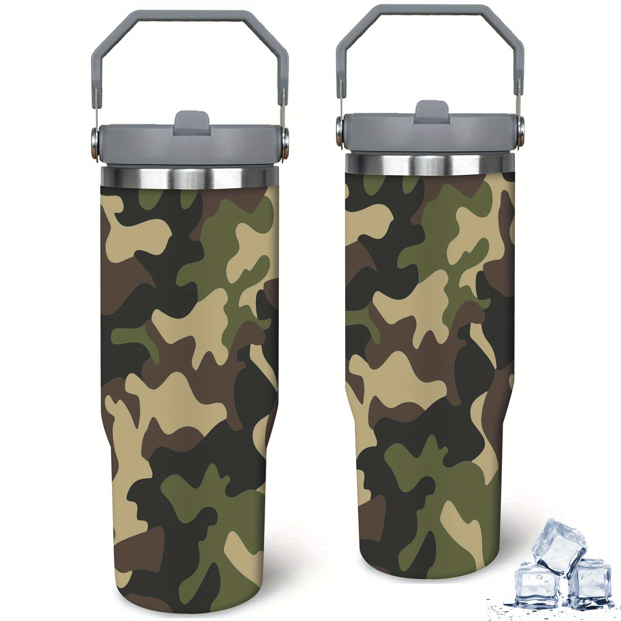 TEMU 30-ounce Tumbler Featuring A Lid, Insulated Design, Ideal For Travel Coffee, A Great Present For Easter, Father's Day,, Birthdays, With A Camouflage Pattern Suitable For And Military Enthusiasts