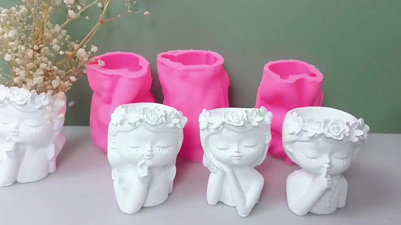 1pc Cute Girl Vaso Stampo In Silicone Te Gesso Cemento - Temu Italy