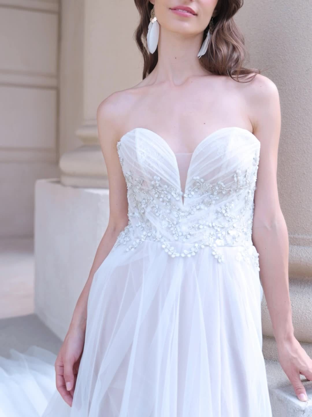 vestidos novia encaje lujo playa abertura escote Temu