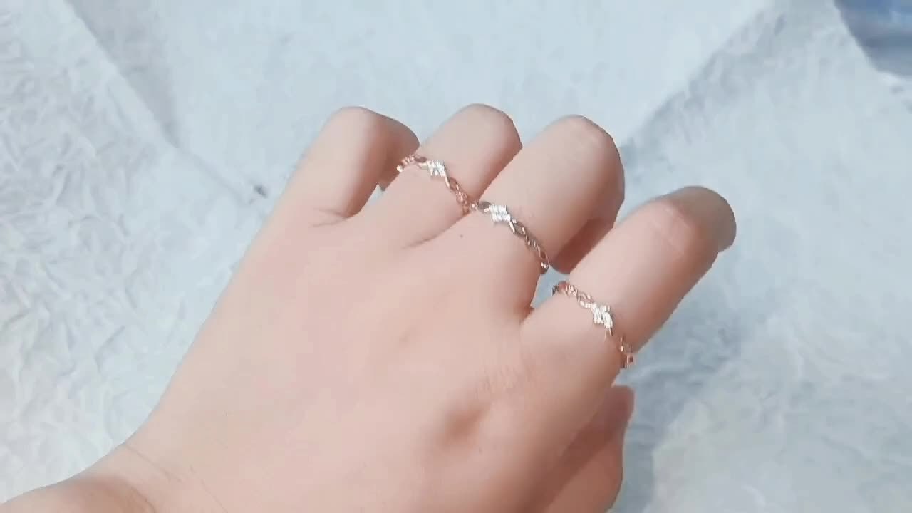 Boho Infinity Knot Open Ring CZ Stones Adjustable Unisex Jewelry