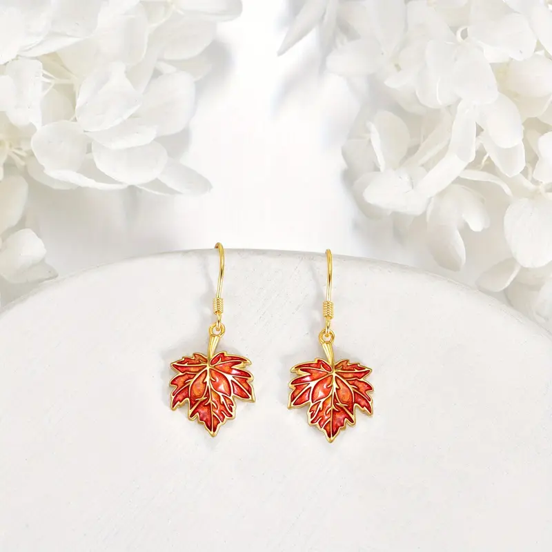 womens maple leaf earrings sterling silvery womens autumn earrings maple earrings leaf jewelry gift Product details 2
