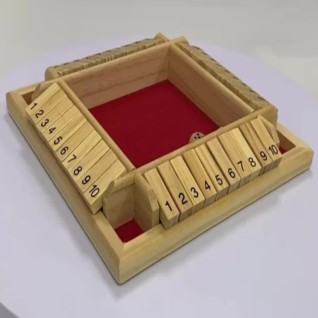 Shut The Box Jogo de Dados de Tabuleiro de Madeira, 4 Jogadores Shut The  Box Dice Game Resistência a Rachaduras Ferramentas de Aprendizagem 4 Lados